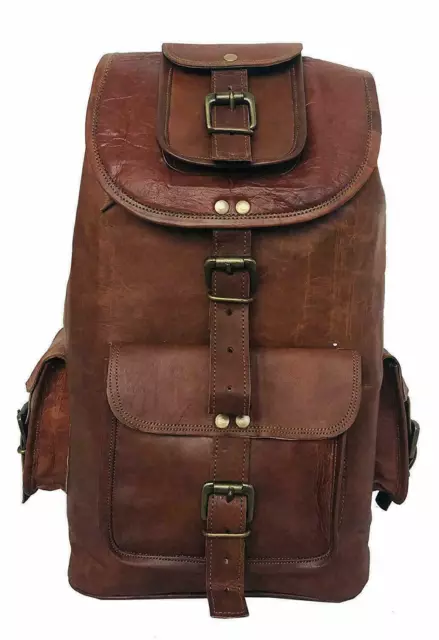 Large Genuine Leather Back Pack Rucksack Travel Bag For Men's and Women's gift