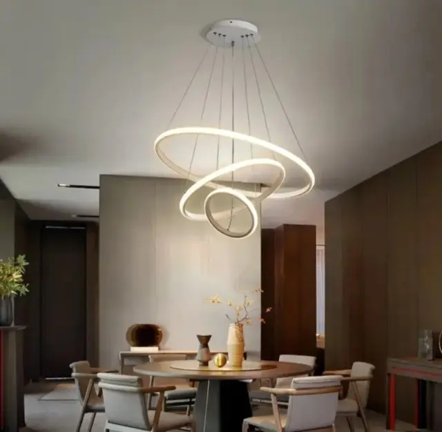 LAMPADARIO a SOSPENSIONE DA SOFFITTO ANELLI SOSPESI LED MODERNO LUCE 60W