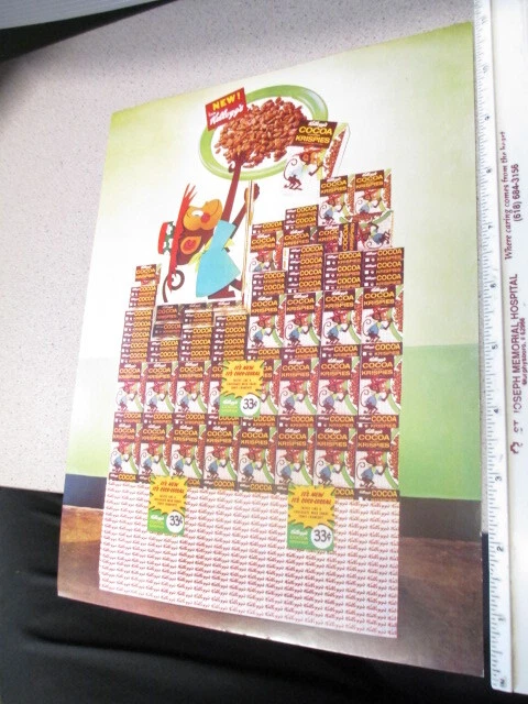 KELLOGGS CEREAL BOX store display salesman sheet 1960s COCOA KRISPIES ...