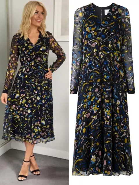 FABULOUS LK BENNETT DR Ally Dress Silk Blend Devore Midi Dress Size 6 89.99 PicClick UK