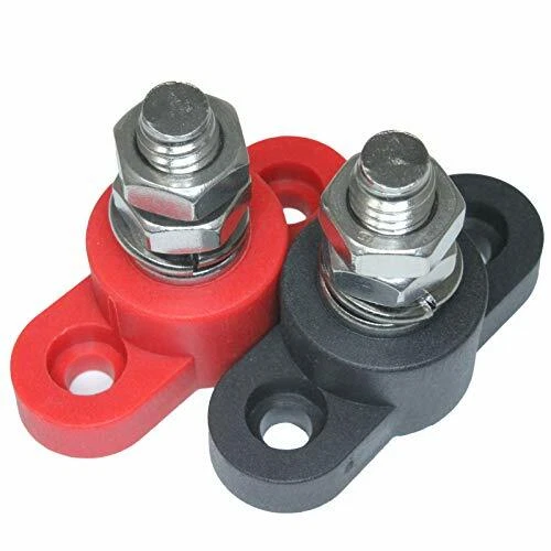 Positive Insulated Battery Power Junction Post Block 3/8 Lug X 16 thread Red &
