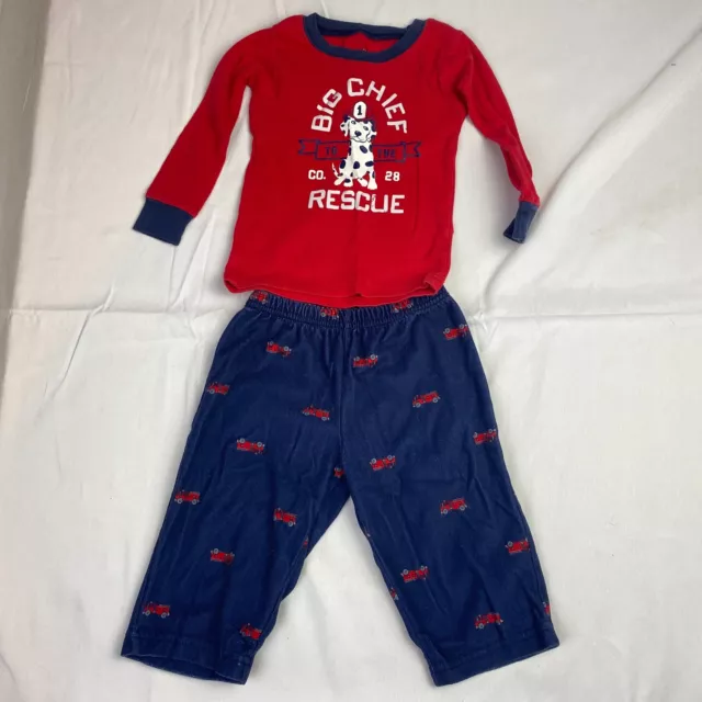Carters Little Boys Big Chief Rescue Fire Truck 2 Piece Pajama Set Size 12 Month