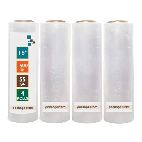 4 Rolls 18" x 1500 Ft Stretch Wrap Heavy Duty Industrial Strength Shrink Wrap...