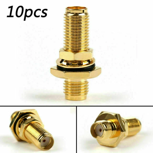 10x Adapter SMA Female Jack RP.SMA Bulkhead Panel Mount O-Ring Connettore F/F