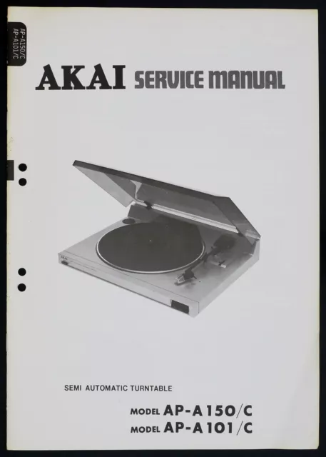 Original AKAI AP-A150 AP-A101 Turntable Service Manual/Diagram/Parts List o159