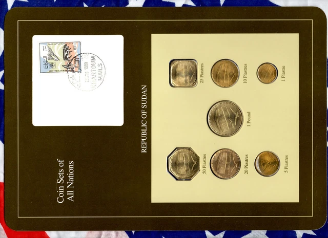 Coin Sets of All Nations Sudan UNC RARE 7 Coin 1987 but 5 Piastres 1983
