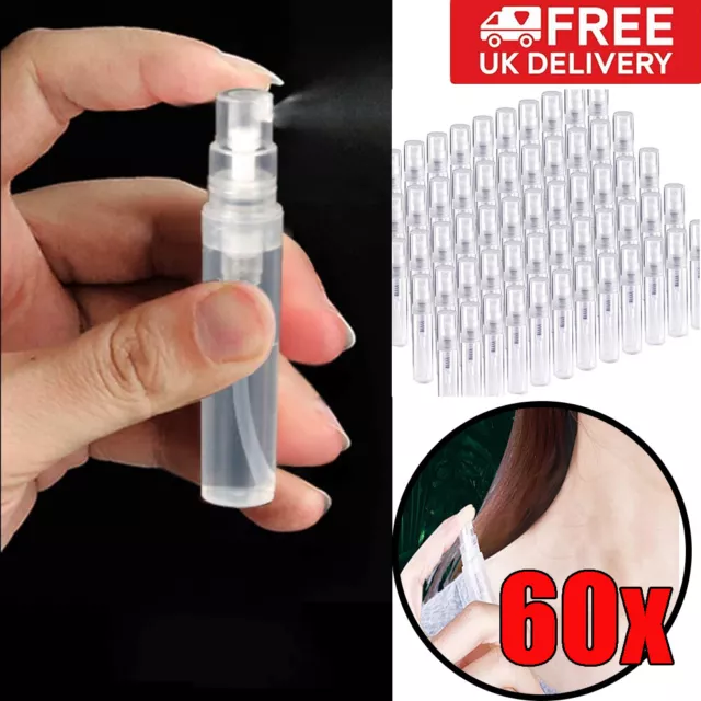 60pcs Perfume Spray Bottle Refillable Clear Travel Glass Small Empty Fine Mist