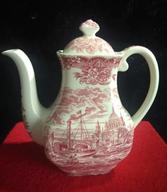 Enoch Wedgwood ' Port Of London' Tea/Coffee Pot Circa 1965 Pink And White Vgc