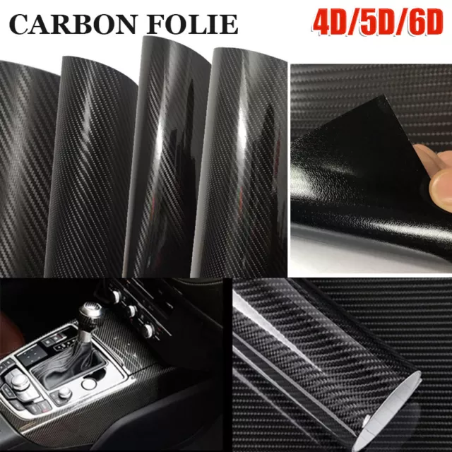 Premium 5D Glanz Carbon-Folie Schwarz BLASENFREI Auto Folie Klebefolie Auto