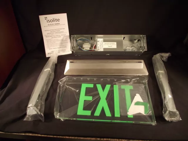 LED Edge lit green Exit sign. High end architectural. ISOLITE ELTacg1cbarcuc USA