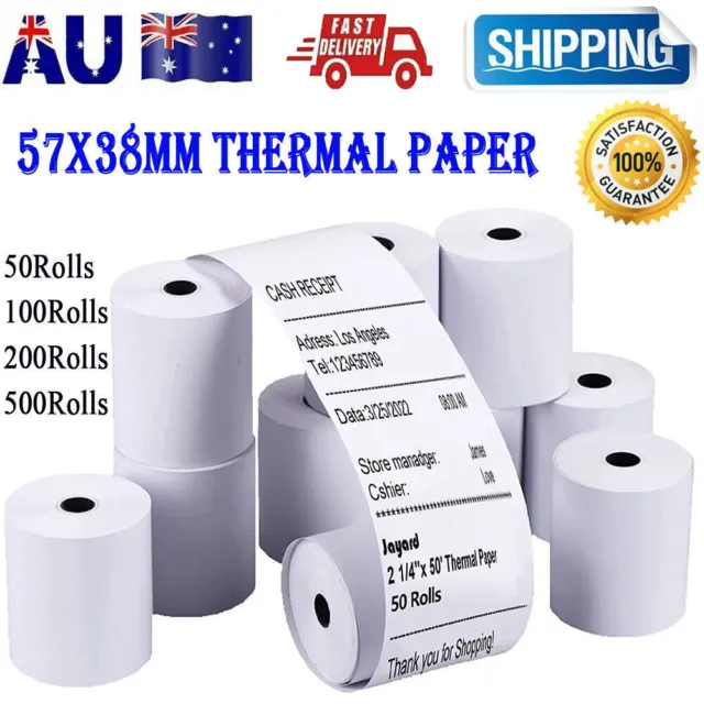 10-500 Rolls 57x38mm EFTPOS Thermal Paper POS Cash Register Receipt Paper Roll