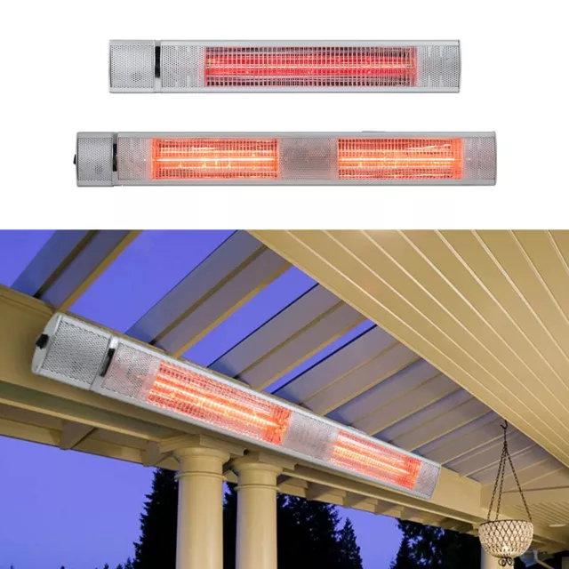 2-3KW Outdoor Electric Patio Heater Garden Wall Mounted Warmer Halogen & Remote