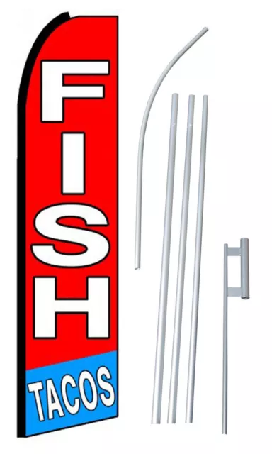 Complete 15' Fish Tacos Red Kit Swooper Feather Flutter Banner Sign Flag