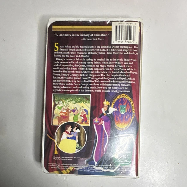 WALT DISNEY SNOW White and the Seven Dwarfs 1937 VHS Masterpiece G Color £31.77 - PicClick UK