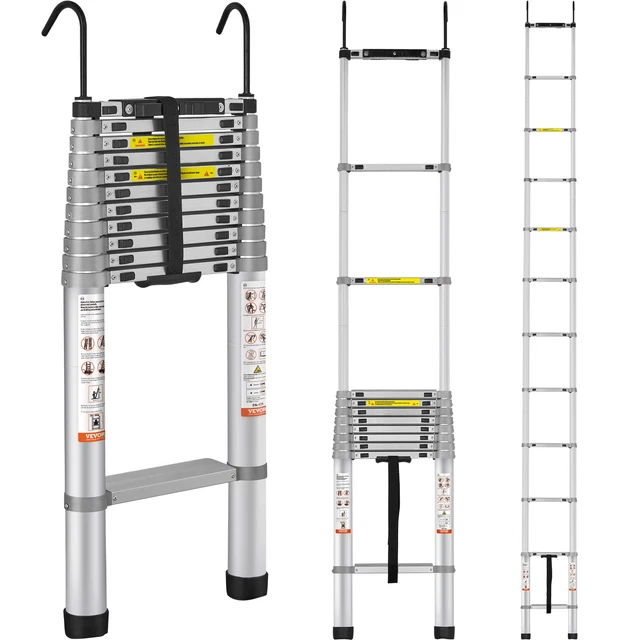 VEVOR Échelle télescopique à Cadre en A, échelle Extensible compacte en Aluminium, 4000 mm, échelle de Camping-Car Pliable Portable Multifonction pour