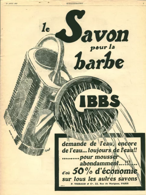 Publicité ancienne savon à barbe Gibbs 1927 issue de magazine Erel