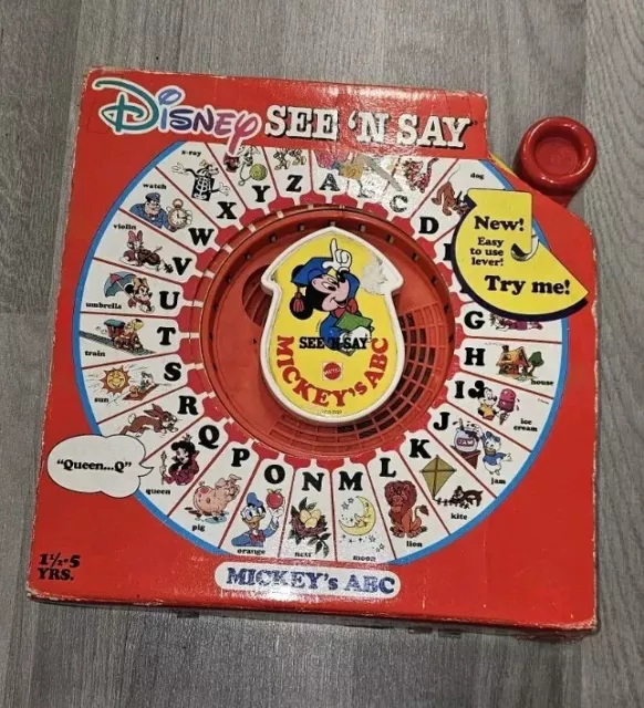 VINTAGE DISNEY MATTEL Mickeys ABC See N Say Alphabet Learning Toy 1989 ...