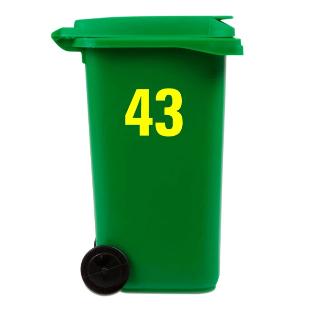 FLUORESCENT YELLOW HI Viz Wheelie Bin Recycle Numbers Or Recycling