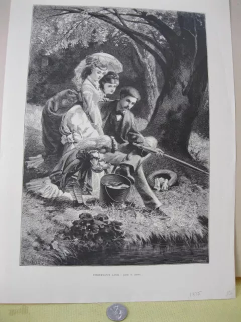 Vintage Print,FISHERMENS LUCK,1875,Harpers Weekly,John.S.Davis