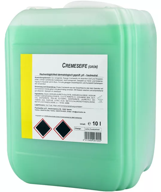 10 Liter Seifencreme Apfel grün Flüssigseife Cremeseife Seife pH - hautneutral L