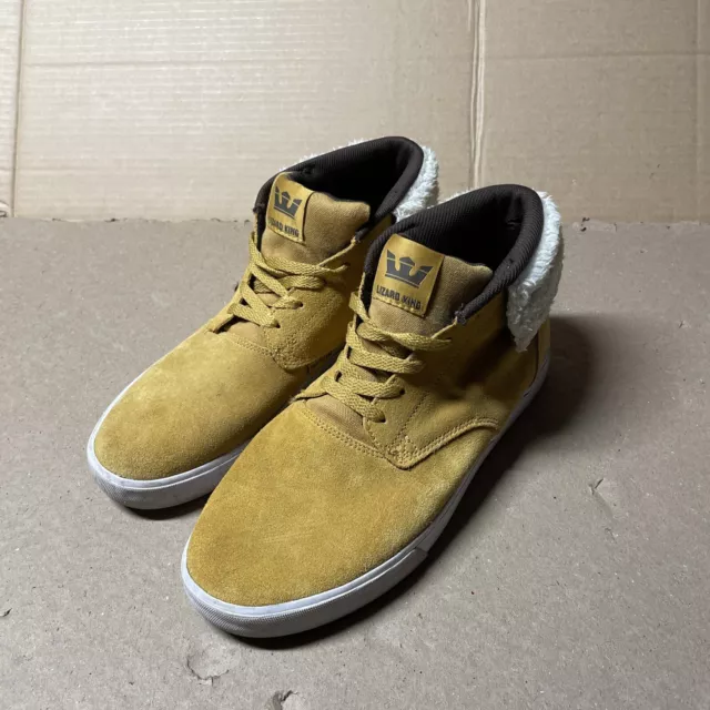 Supra Men's Size 10 Vaider Yellow Suede High/Low-Top Skater Shoes Sneakers
