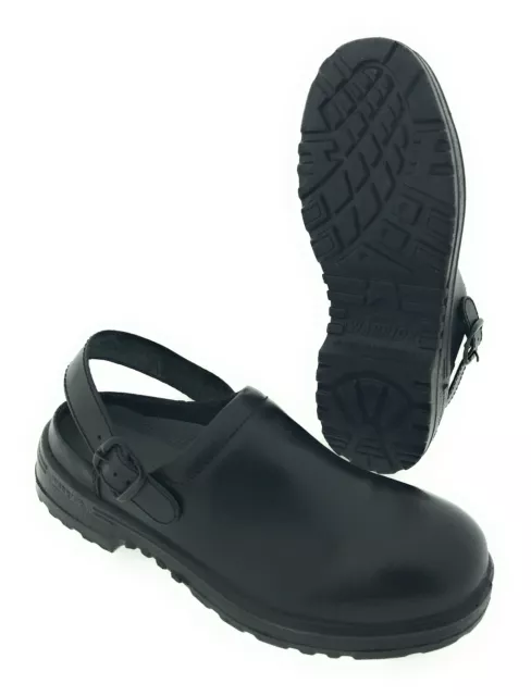 Trucker Clogs Leder LKW Arbeitsschuhe Sicherheitsschuhe Stahlkappe schwarz 39-48