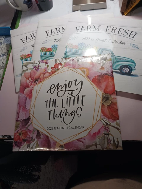 2022 DOLLAR TREE CALENDARS - Farm Fresh Blue Truck & Floral - Set of 4