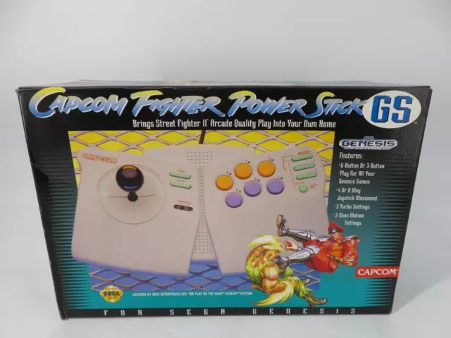 NEW - Capcom Fighter Power Stick GS Wired Arcade Joystick for Sega Genesis