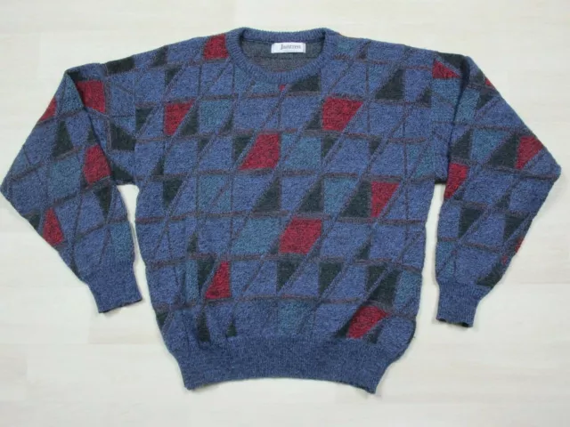 Vintage Jantzen USA Geometric Patterned Grandpa Sweater Size Large EUC AOP