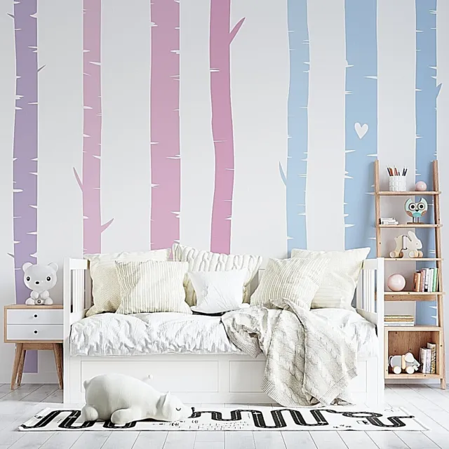 Colorful Birch Tree Wall Rainbow Wall Decals, Stickers, Wall Art Decoration 494