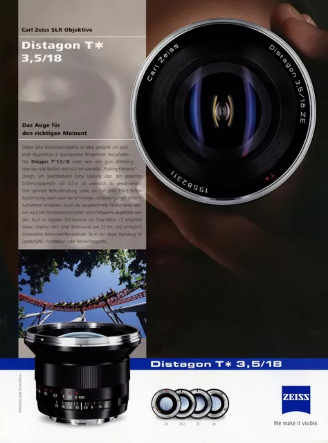 Zeiss Prospekt Datenblatt Kamera Objektiv Distagon T 3,5/18 2010 brochure lens