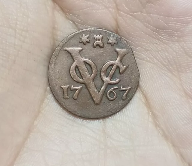 Dutch Netherlands Colonial VOC Duit  1767 Zealand New York Penny coin e314