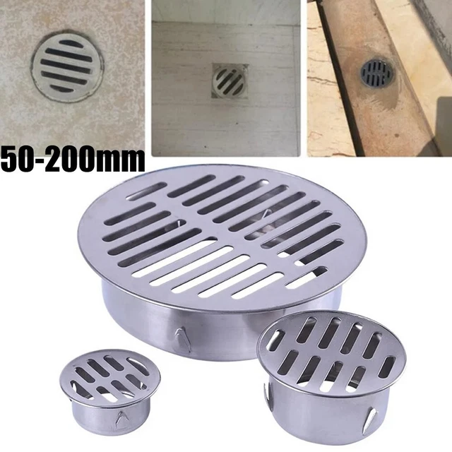 Stainless-Steel Round Floor Drain Cover Balcony Anti-blocking Drainage 50-200mm