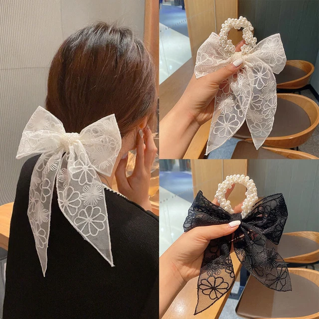Elastici Per Capelli Con Perle E Cristalli - Confezione Da 3, Colore Nero, Per Donne E Ragazze - Foto 2