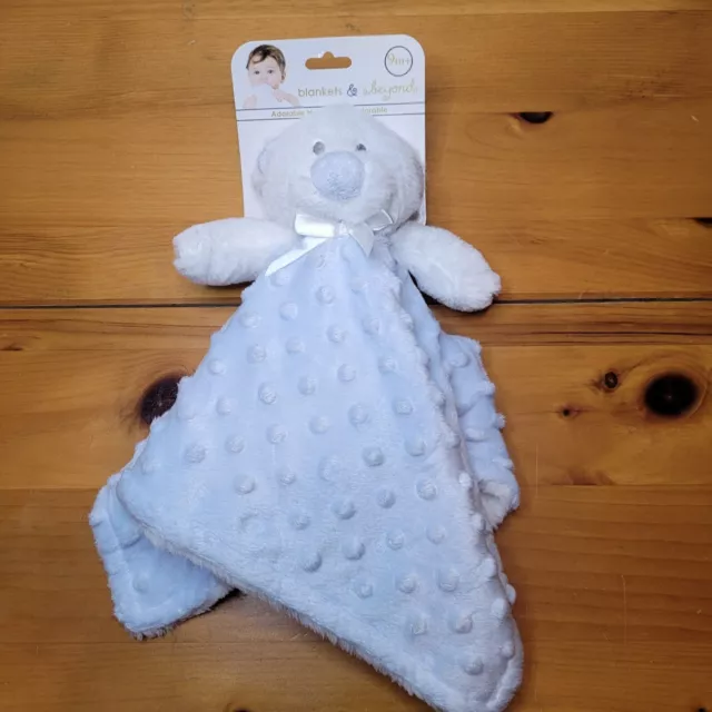 Blankets & Beyond Adorable Nunu Security Blanket Textured Blue White Bear Lovey