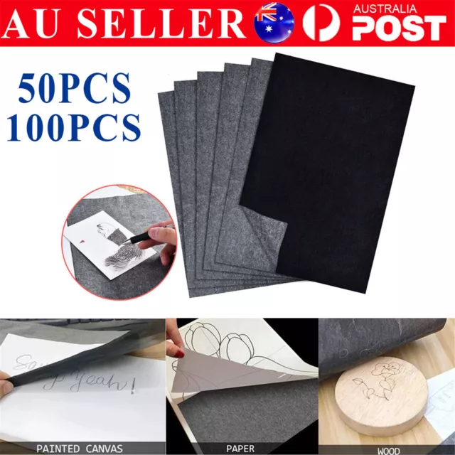 50/100 Sheets Carbon Paper Transfer Copy Graphite Tracing A4 Wood Canvas Art AU