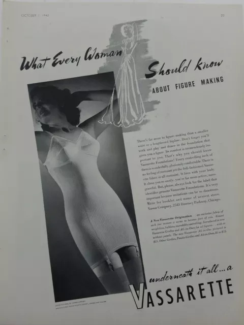 1940 WOMENS SLIMTITES Lastex Yarn girdle bra for that long look vintage ad  $9.99 - PicClick