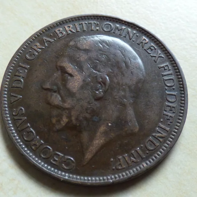 George V One Penny 1926 ME Modified Effigy Nice Grade (myrefn18462)