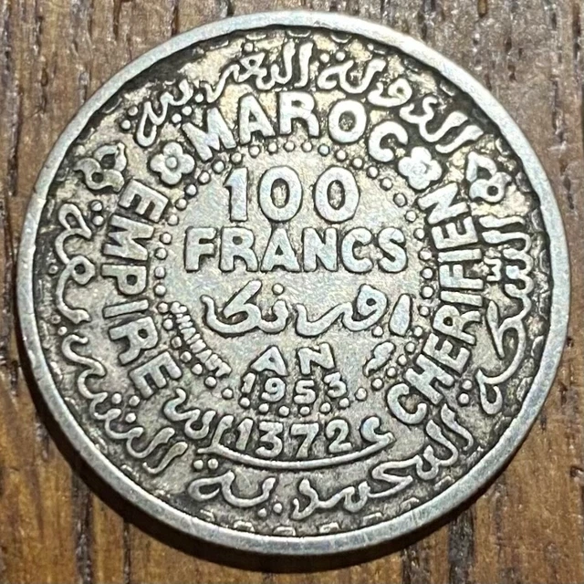 Piece De 100 Francs Empire Chérifien 1953 En Argent (1101)
