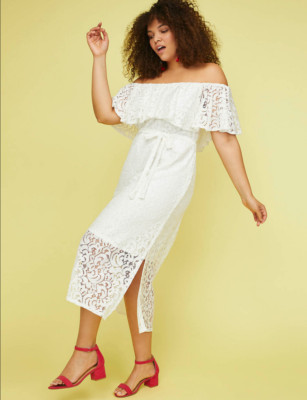 Lane Bryant Lace Off Shoulder Fit Flare Dress 14/16 18/20 22/24 26/28 1x 2x 3x