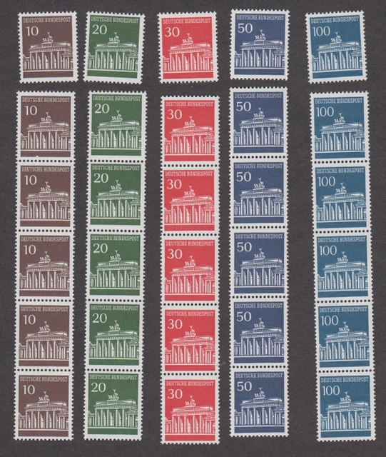 Bund Rollenmarken Brandenburger Tor - Nr. 506 - 510 wR ? Streifen & Einzelmarken