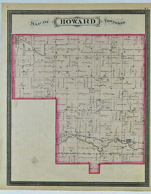 1877 Atlas Map Kokomo Indiana Howard Township Antique Kingman Brothers 2