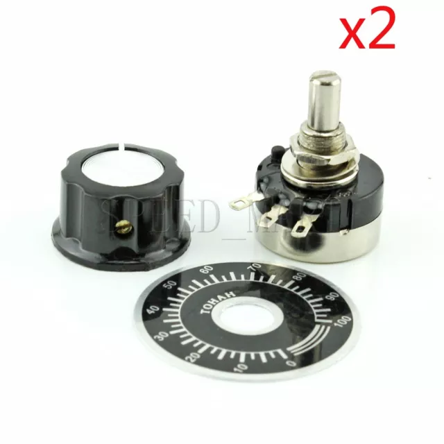 2set RV24YN 20S B2K B202 24mm Single-turn Potentiometer and MF-A03 Bakelite Knob