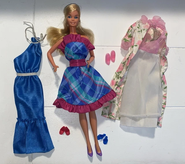 Tenue Vintage Complète Pour Poupée Barbie - Robe, Bandeau Et Chaussures - Poupée Non Incluse - Occasion