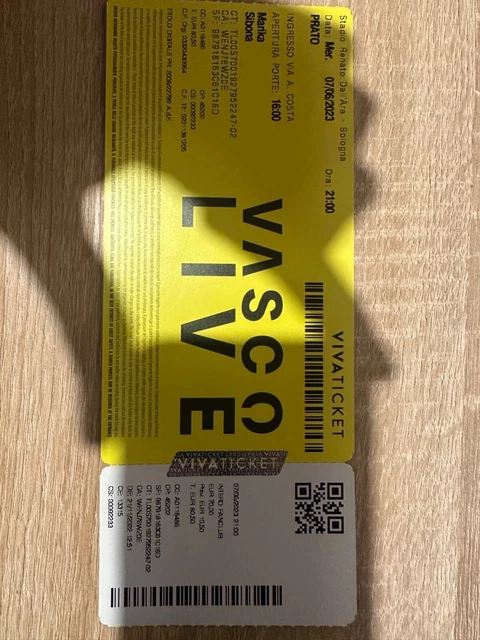 1x Biglietto Concerto Vasco Rossi Bologna Mercoledì  7/06/2023 Stadio Dall'Ara