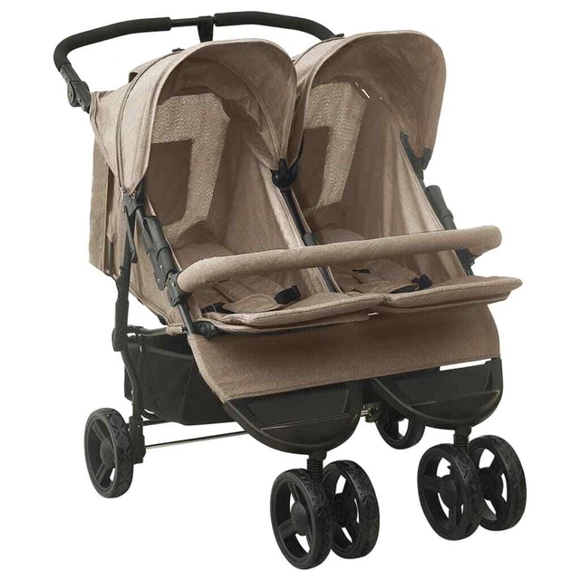 Carrito para Gemelos de Acero Cochecito Silla de Paseo Multicolor vidaXL