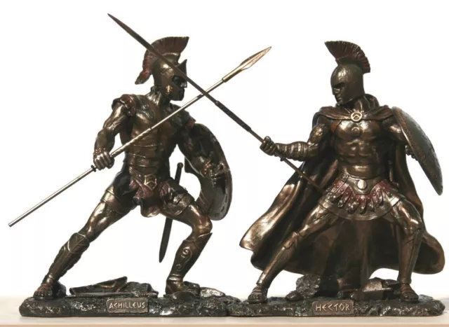 ACHILLES vs HECTOR Battle of Troy Warrior Statue Sculpture Figure Bronze Finish