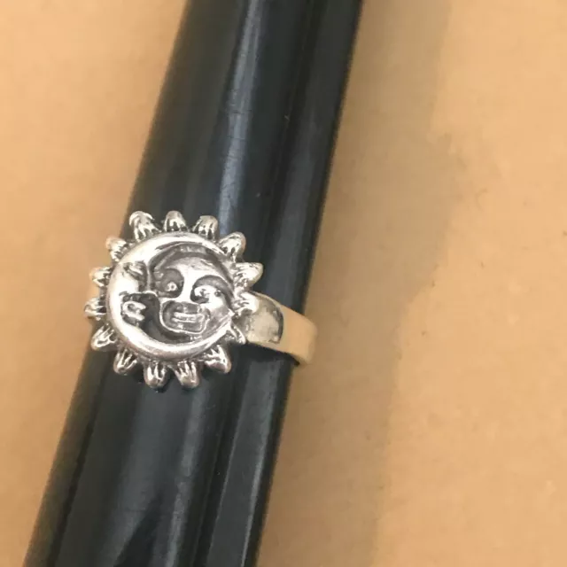 Aztec Sun Moon Eclypse Mexican 925 Silver Taxco Oxydized Ring Size to Choose