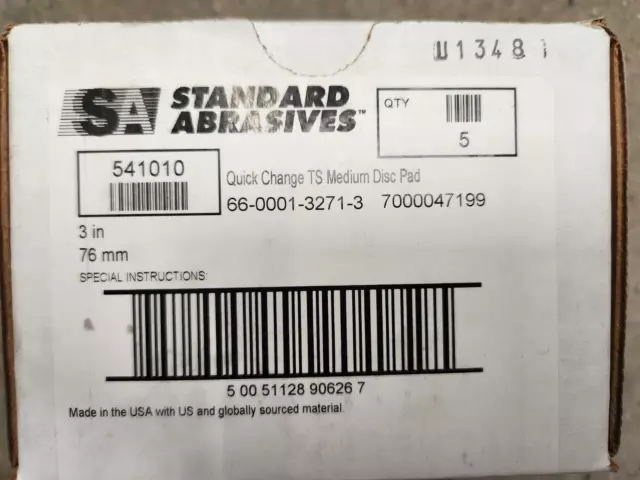 Standard Abrasives 541010 3" Quick Change TS Medium Disc Holder Pads, Box of 5