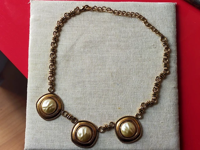 Collier Doré Baroque Vintage Avec Pendentif Perle - Très Bon état